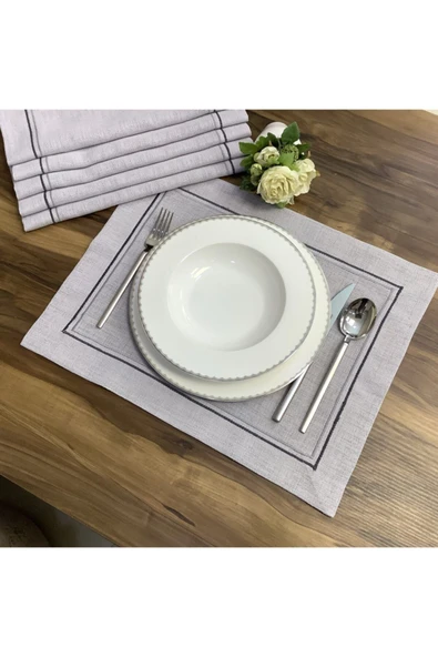 OYA home Çift Sıra Pikolu Amerıkan Servis Set - Gri -8 Li ürün görseli 1