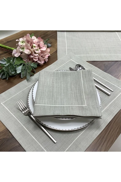 OYA home Taş Rengi Amerikan Servis (6) & Peçete (6) & Ranır (1) Set -13 Parça ürün görseli 1