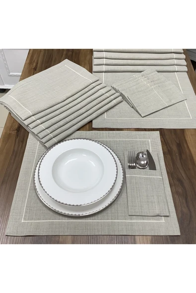 OYA home Taş Rengi Amerikan Servis(8)& Kaşıklık(8) & Ranır(1)- Set (17 Parça ) ürün görseli 1
