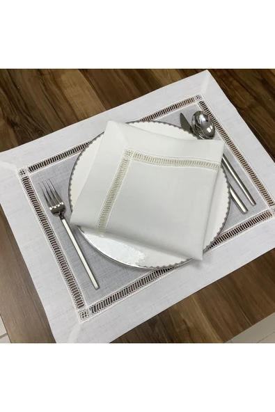 OYA home Kolber Detaylı Ranır (1) &1amerıkan Servis(6) & Peçete (6) Set -13 Parça ürün görseli 1