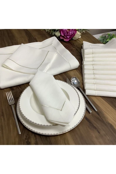 OYA home Gümüş Piko Dikiş Li Masa Örtüsü (1) & Peçete (8) Set - Toplam 9 Parça ürün görseli 1