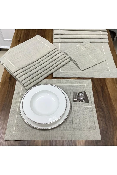 OYA home Taş Rengi Amerikan Servis (12) & Kaşıklık (12) & Ranır (1) Set (25parça ) ürün görseli 1