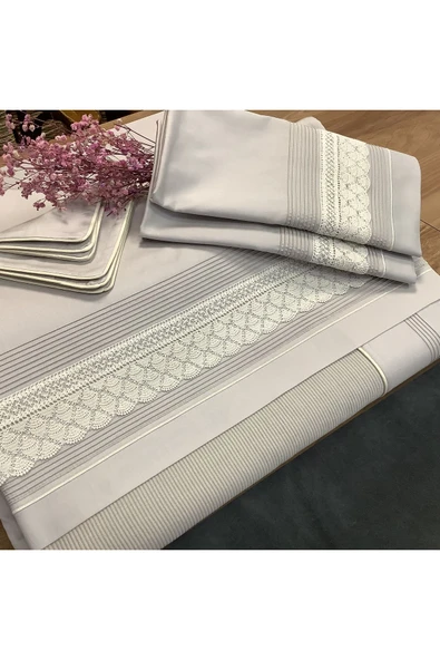 OYA home Dantelli Pamuklı Pike Takımı - 6 parça ürün görseli 1
