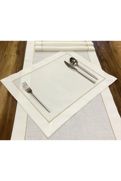 OYA home Altın Sim Piko Dikişli Ranır(1) & Amerikan Servis(8) Set - Toplam 9 Parca ürün görseli 1