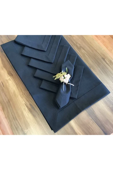 OYA home Siyah Masa Örtüsü (1) & Peçete (8) Set - Toplam 9 Parça ürün görseli 1