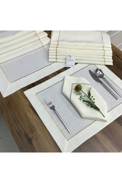 OYA home Altın Sim Li Amerikan Servis (8) & Peçete (8) & Ranır (1) Set -toplam 17 Parça ürün görseli 1
