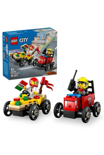LEGO ® City Pizza Arabası İtfaiye Kamyonuna Karşı Yarış Arabası Paketi 60458- 5+ Oyuncak Seti (70 Pr) ürün görseli 1