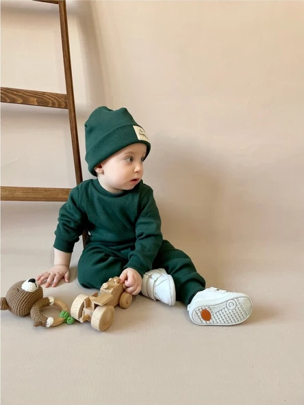 Mia Baby Pamuk Bereli 3'lü Takım Bebek ve Çocuk Nefti Yeşil ürün görseli 1