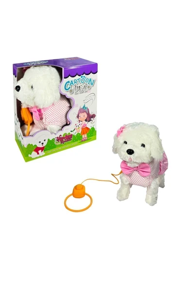 VARDEM OYUNCAK Peluş Kumandalı Tasmalı Yürüyen Pembe Fiyonklu Sevimli Köpek ürün görseli 1
