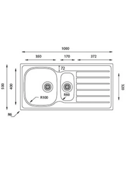 Ukinox Hypnos 100 Sol Dekorlu Çelik Eviye - Resim 2