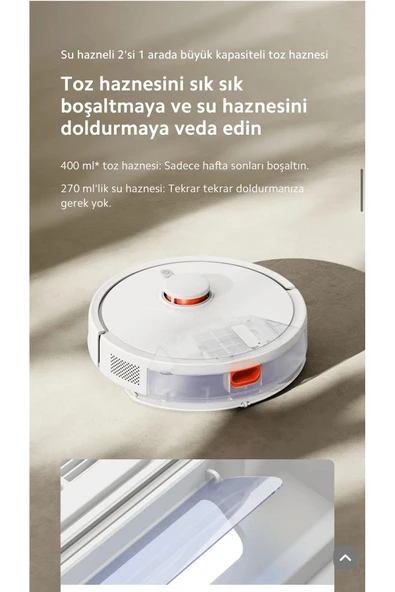 Xiaomi Wİ-Fİ ve Sesli Kontrol 2 si 1 Arada Süpürme ve Paspaslama Özelliğiyle Pratik Temizlik 5000pa Güç ürün görseli 1