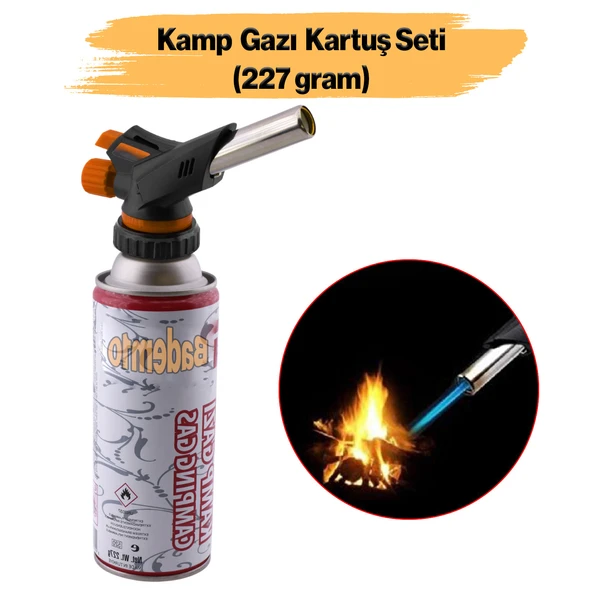 Çakmaklı Pürmüz Yedek Kartuşu Kamp Gazı 227 Gram Piknik Kamp Mangal Mutfak Ateş Tutuşturucu Set ürün görseli 1
