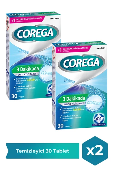 Corega 3 Dakikada Temizleyici 30 Tablet x 2 Adet ürün görseli 1