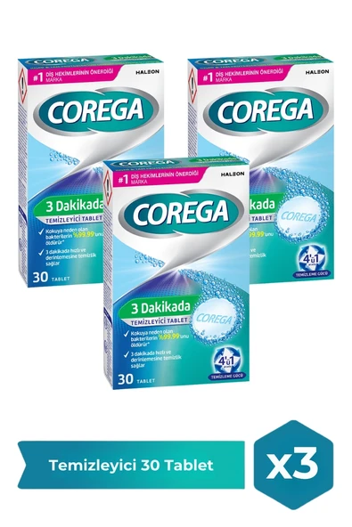 Corega 3 Dakikada Temizleyici 30 Tablet x 3 Adet ürün görseli 1