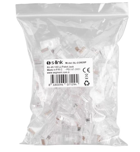 S-LİNK SL-COB20P RJ-45 100 LÜ PAKET YENİ NESİL JACK - Resim 2