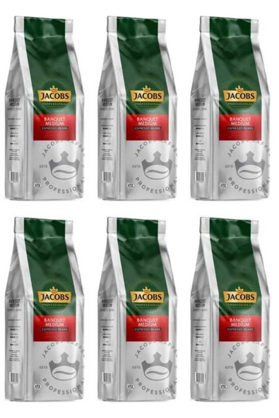 Jacobs Banquet Medium Espresso Beans Çekirdek Kahve 1000 gr X 6 Paket ürün görseli 1