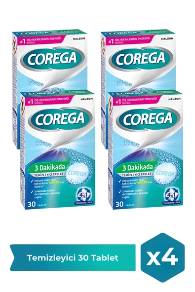 Corega 3 Dakikada Temizleyici 30 Tablet x 4 Adet ürün görseli 1