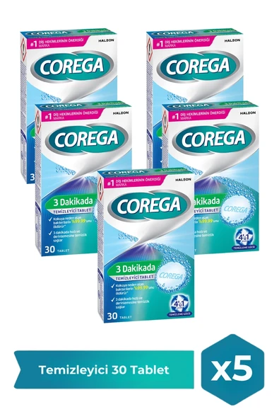 Corega 3 Dakikada Temizleyici 30 Tablet x 5 Adet ürün görseli 1