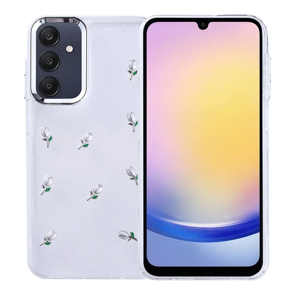 Samsung Galaxy A25 Kılıf Airbag Tasarımlı Simli Şeffaf Kutup Kapak ürün görseli 1