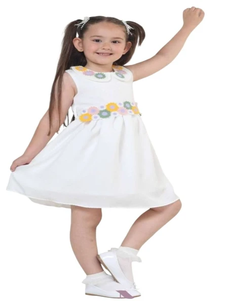 Gülücük Kids G01631-433 Kız Çocuk Keten Jile Elbise ürün görseli 1