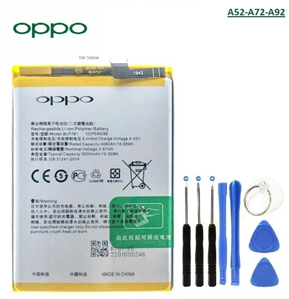 Oppo A52-A72-A92 Pil Batarya BLP781 + Tamir Seti ürün görseli 1