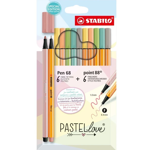 Stabilo Point 88 & Pen 68 Pastellove 12 Li 6888/12-7-7 ürün görseli 1