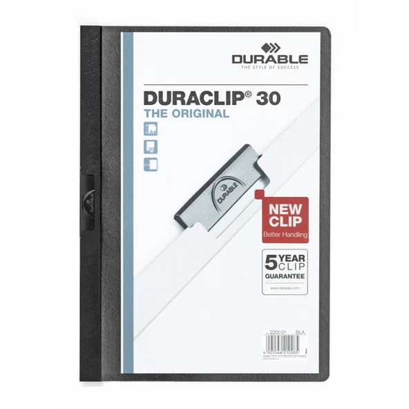 Durable Sıkıştırmalı Dosya DuraClip Ortadan Klipsli 30 Syf A4 Siyah 2200 ürün görseli 1
