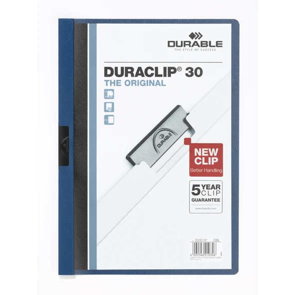 Durable Sıkıştırmalı Dosya DuraClip Ortadan Klipsli 30 Syf A4 Lacivert 2200 ürün görseli 1