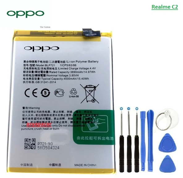 Oppo Realme C2 Pil Batarya BLP721 + Tamir Seti ürün görseli 1