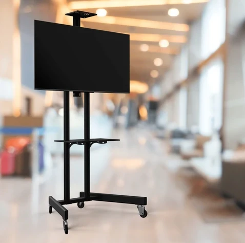 ALPİN TV/Fuar Standı İş Yeri ve Ofis Tipi Video Kamera Askı Aparatlı Metal Ayaklı Tekerlekli TV Standı/Ünitesi 40" inç-75" inç ürün görseli 1