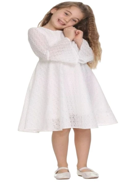 Gülücük Kids G01764-893 Kız Çocuk Güpürlü Elbise ürün görseli 1