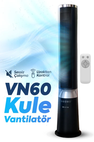 Dijitsu VN60 40W Kule Tipi Vantilatör Uzaktan Kumandalı 5 Hız Kademeli Sessiz Bebek Uyku Modlu Sağa Sola Salınımlı ürün görseli 1