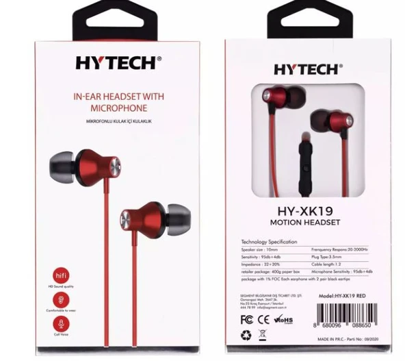 Hytech HY-XK19 Renkli Mikrofonlu Kulaklık - Kırmızı ürün görseli 1