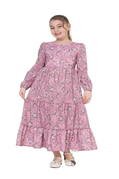 Gülücük Kids G00662-423 Kız Çoçuk Empirme Çicekli Elbise ürün görseli 1