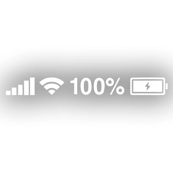  Batarya Pil Wifi Icon Oto Sticker 17x17 Cm Beyaz ürün görseli 1