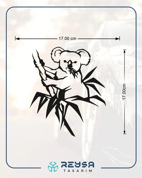 Koala Sticker 17x17 Cm Siyah - Resim 2