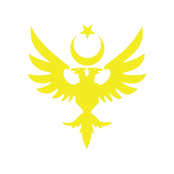 Çift Başlıklı Kartal ve Ay Yıldız Sticker 17x17 Cm Sarı ürün görseli 1