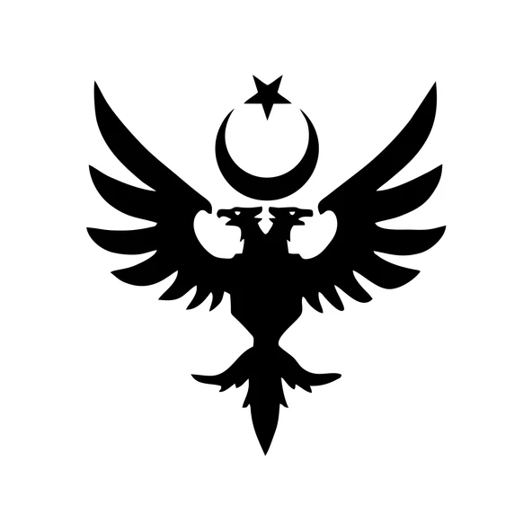 Çift Başlıklı Kartal ve Ay Yıldız Sticker 17x17 Cm Siyah ürün görseli 1