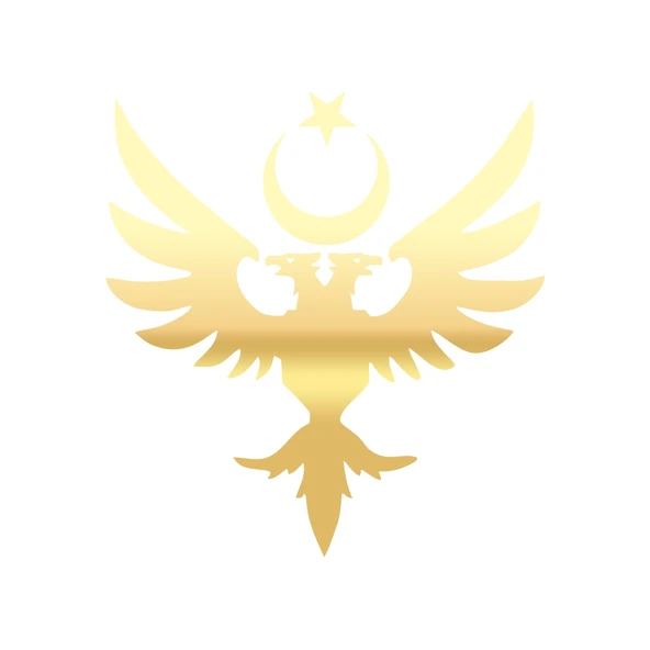 Çift Başlıklı Kartal ve Ay Yıldız Sticker 17x17 Cm Gold ürün görseli 1