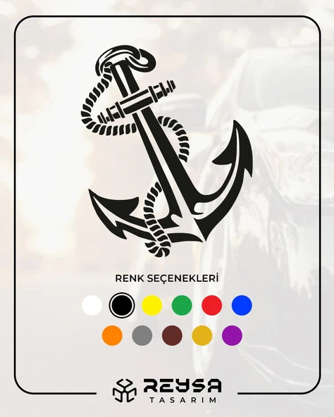 Denizci Çapası Sticker 17x17 Cm Siyah ürün görseli 1