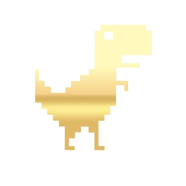 Piksel Dinozor Sticker 17x17 Cm Gold ürün görseli 1