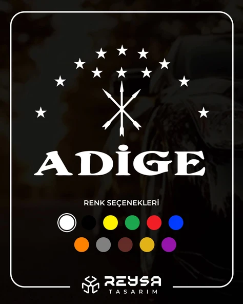 Adige Çerkez Bayrağı Sticker 17x17 Cm Beyaz ürün görseli 1