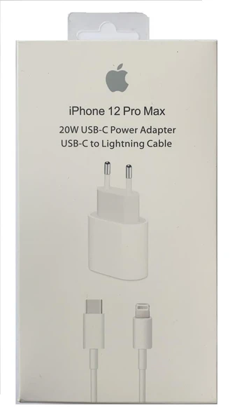 İphone 12 Pro-Max 20W Uyumlu Şarj Adaptörü ve Şarj Kablosu-İTHAL ürün görseli 1
