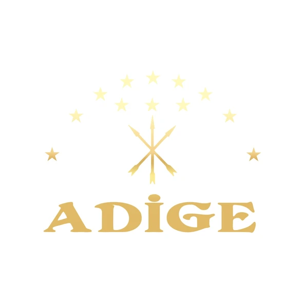 Adige Çerkez Bayrağı Sticker 17x17 Cm Gold ürün görseli 1
