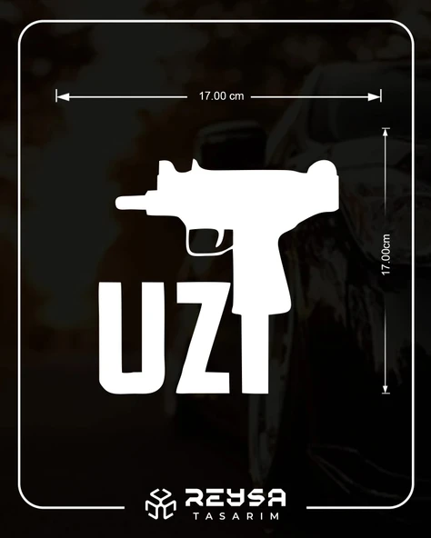 Uzi Araba Stickeri 17x17 Cm Beyaz - Resim 2