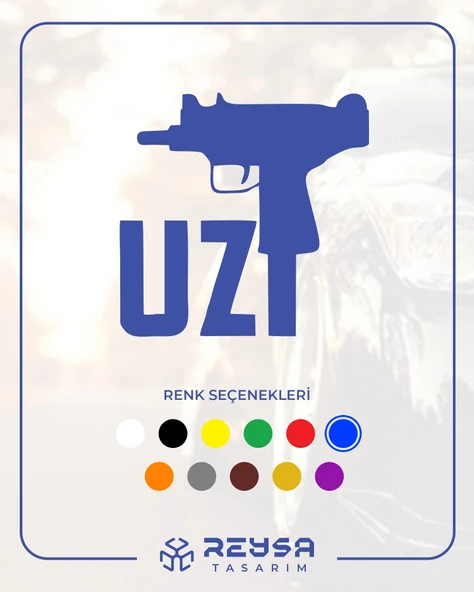 Uzi Araba Stickeri 17x17 Cm Mavi ürün görseli 1