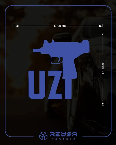 Uzi Araba Stickeri 17x17 Cm Mavi - Resim 2