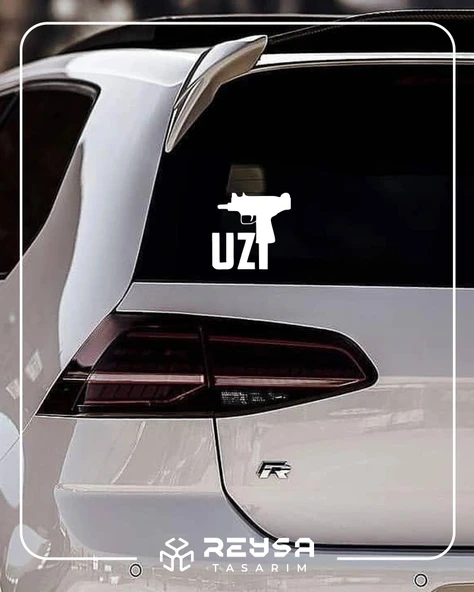 Uzi Araba Stickeri 17x17 Cm Beyaz - Resim 3