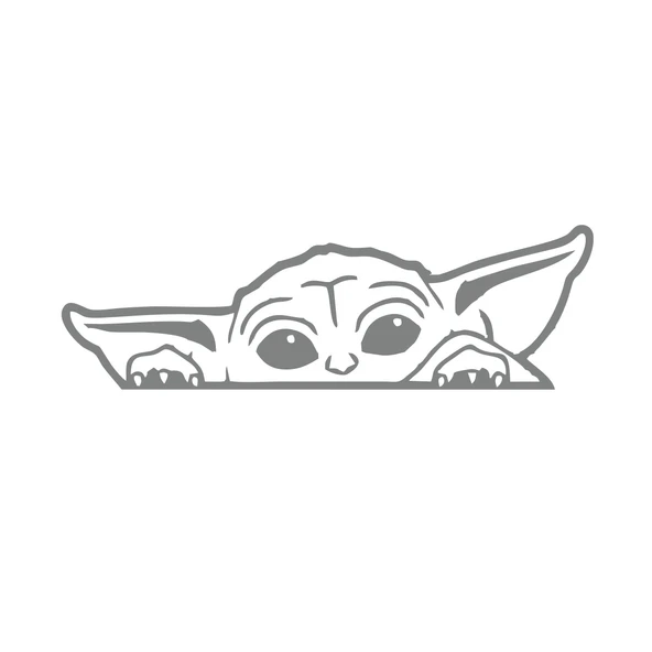Baby Yoda Araba Stickeri 17x17 Cm Gri ürün görseli 1