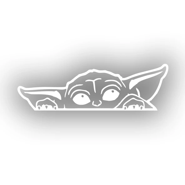 Baby Yoda Araba Stickeri 17x17 Cm Beyaz ürün görseli 1